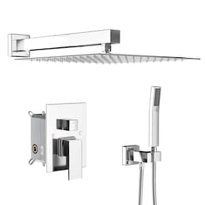 2-Spray Patterns with 1.8 GPM 10 in. Wall Mount Dual Shower Heads in Chrome
