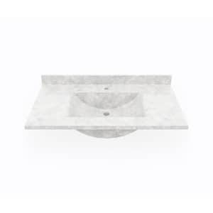 Contour 37 in. W x 22 in. D Solid Surface Vanity Top with Sink in Ice