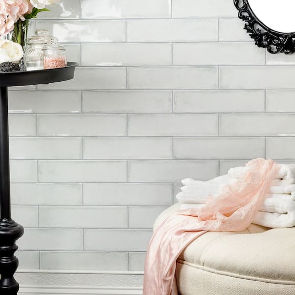 Ivy Hill Tile Moze White 3 in. x 12 in. 9 mm Ceramic Wall