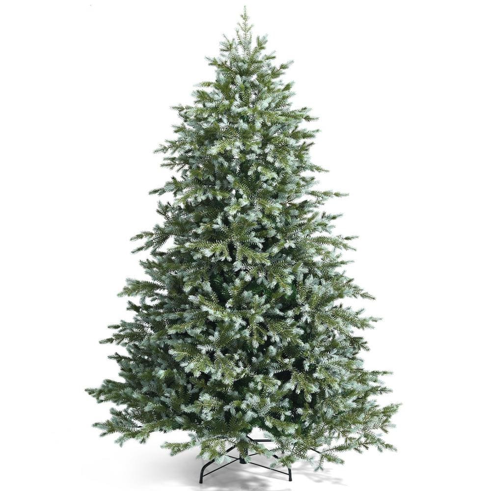 Gymax 8 ft. Unlit Artificial Christmas Tree Hinged Xmas Tree with Metal