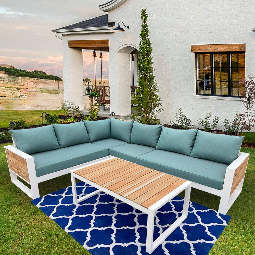 HiGreen Outdoor Denver 5Piece Aluminum Outdoor Patio Sectional Sofa