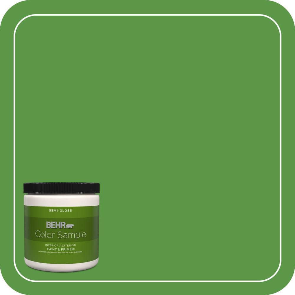 BEHR PREMIUM PLUS 8 oz. #430B-7 Cress Green Semi-Gloss Interior ...