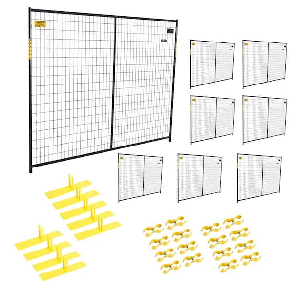 6 ft. x 58 ft. 8-Panel Black Powder-Coated Welded Wire Temporary Fencing