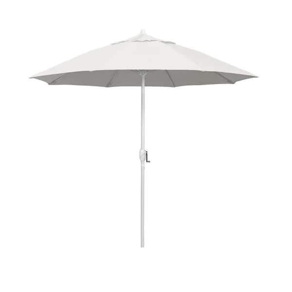 California Umbrella 7.5 ft. Matted White Aluminum Market Patio Umbrella Fiberglass Ribs and Auto Tilt in Natural Pacifica
