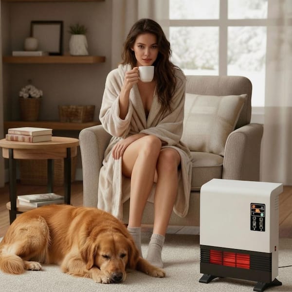 1500W Electric Radiant Infrared Space Heater Wall-Mounted or Standing Room Panel Heater,Thermostat,Remote, ETL certified