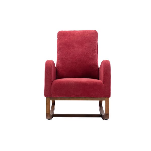 STICKON Red Wood Rocking Chair (Set of 1)