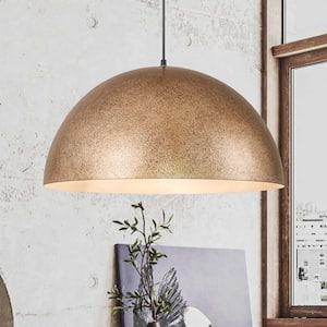 60-Watt 1-Light Antique Silver Industrial Oversized Dome Kitchen Island Pendant Light with Metal Shade -23.6 in. W