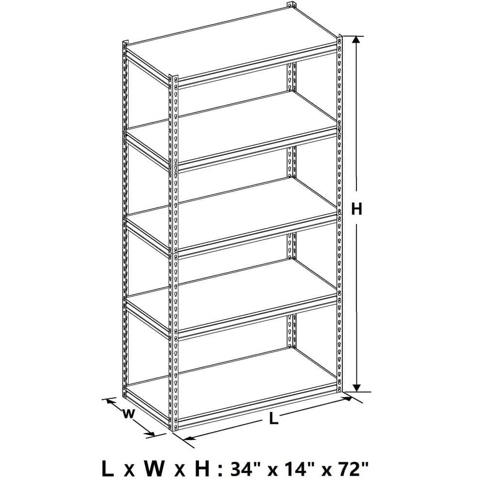 King's Rack 72" Black Metal Boltless Storage Shelving Unit
