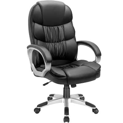 Black Big and High Back Office Chair, PU Leather Executive Computer Chair with Lumbar Support