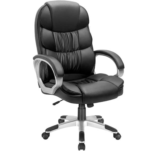  Big and Tall Office Chair Ergonomic Chair 400lbs Wide Seat Desk  Chair PU Leather Computer Chair with Lumbar Support Arms Mid Back Executive  Task Chair, Black : Home & Kitchen