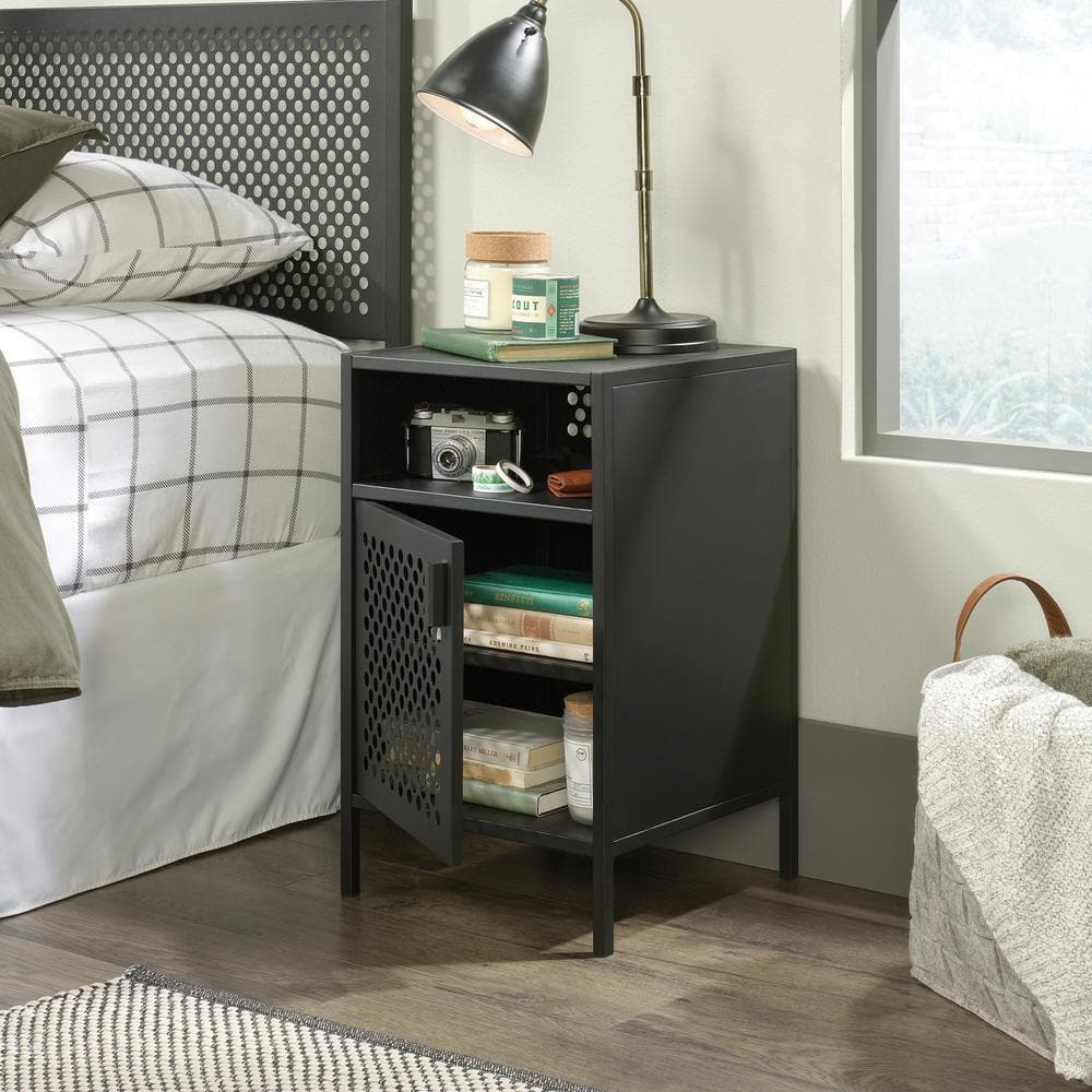 Boulevard Cafe Perforated Black Metal Nightstand