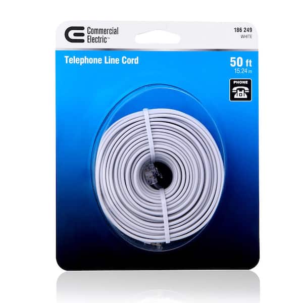 Commercial Electric 50 ft. 26-Gauge 6 Conductor Cable, White 50FT 6C WH -  The Home Depot