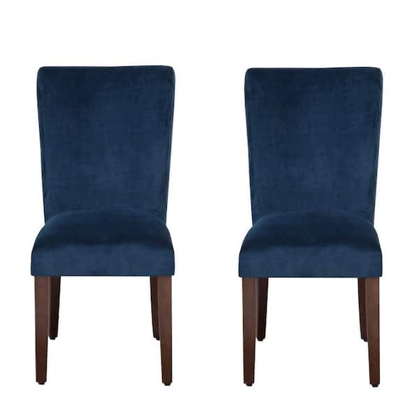 Parsons Dark Navy Blue Velvet Upholstered Dining Chair (Set of 2)