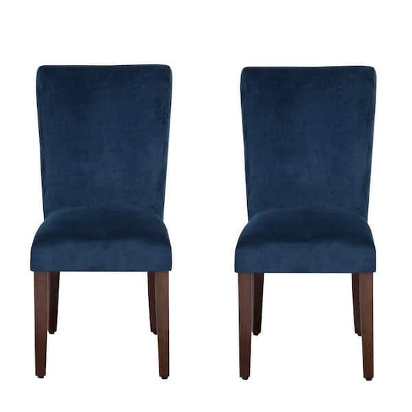 Homepop Parsons Dark Navy Blue Velvet Upholstered Dining Chair (Set of 2)
