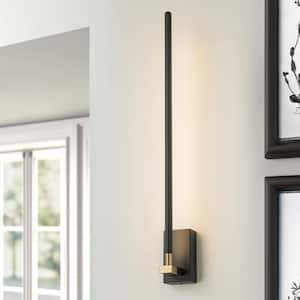 Rex 23.6 in. 1-Light Black Linear Dimmable LED Wall Sconce