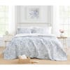 Laura Ashley Amberley 2-Piece Soft Blue Floral Cotton Twin Quilt Set ...