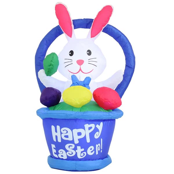 Sunnydaze Easter Bunny in Basket Inflatable Decoration