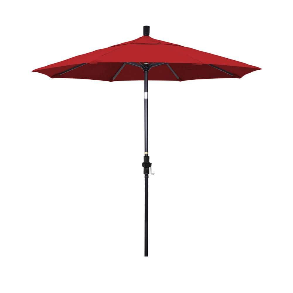 7.5 ft. Black Aluminum Market Patio Umbrella with Collar Tilt Crank Lift in Jockey Red Sunbrella price history on PriceWatchPro