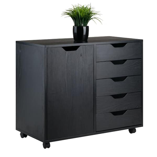 Halifax Black 5-Drawer Mobile Side Cabinet 20630 - The Home Depot