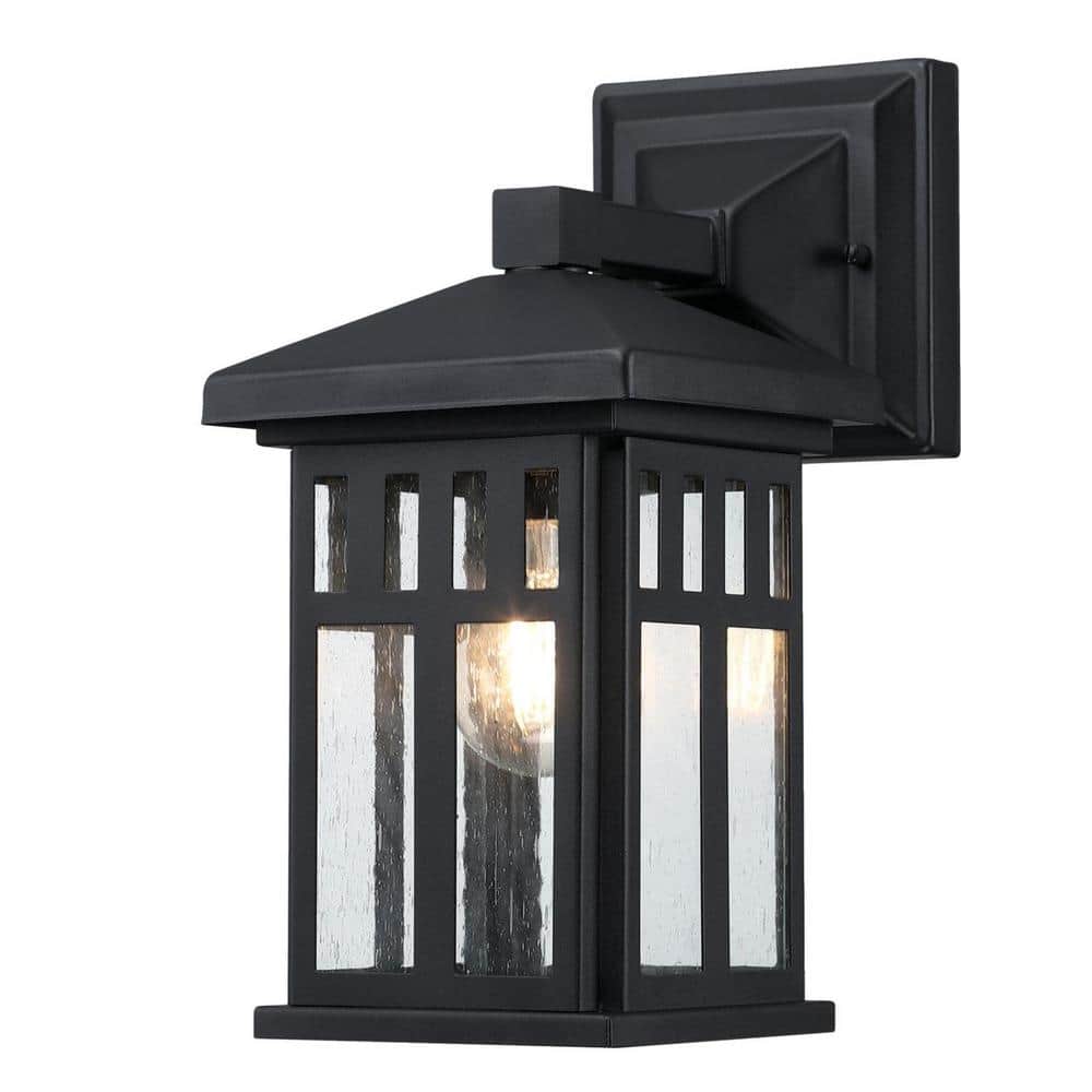 Burnham 1-Light Textured Black Outdoor Wall Mount Lantern with Clear Seeded Glass price history on PriceWatchPro