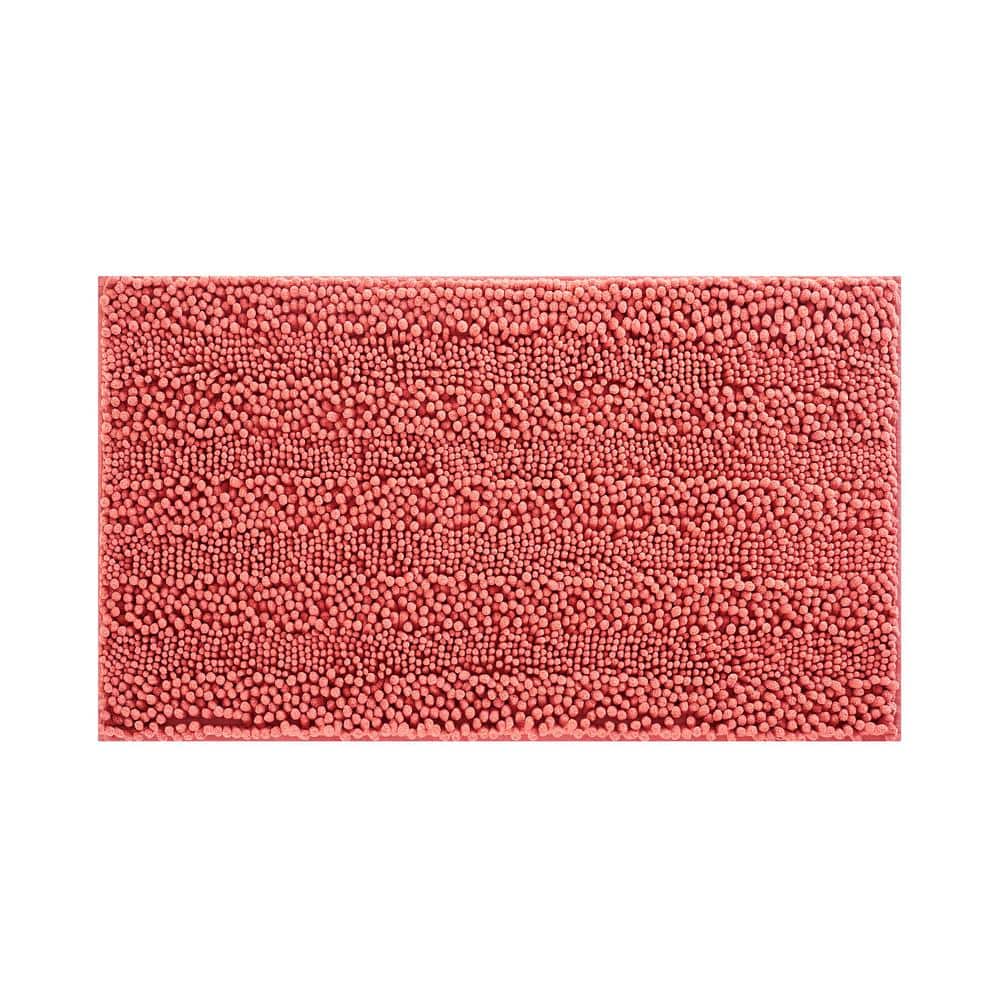 Coral Chenille Non-Slip Bath Mat with Rubber Backing