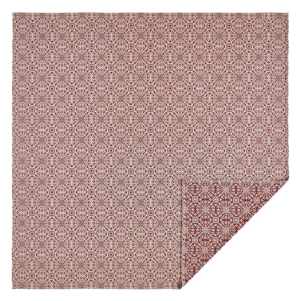 Custom House Burgundy Tan Primitive Jacquard Medallion Queen Cotton Blend Coverlet