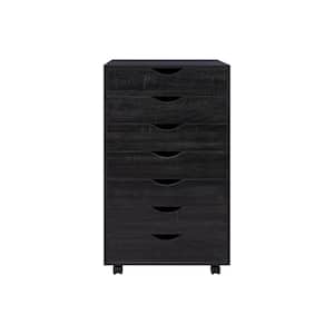 7-Drawer Distressed Black 34.2 in. H x 15.7 in. W x 18.8 in. D Wood Vertical File Storage Cabinet