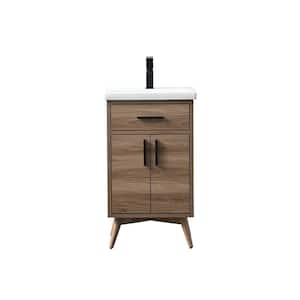 Nelson 20.4 in. W x 15.7 in. D x 34 in. H Bath Vanity in Light Walnut with White Ceramic Top