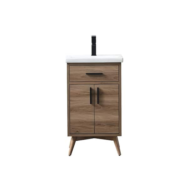 Nelson 20.4 in. W x 15.7 in. D x 34 in. H Bath Vanity in Light Walnut with White Ceramic Top