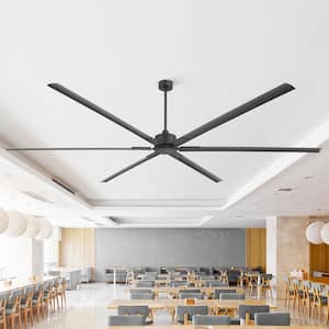 Industrial 120 in. (10 ft. ) Black HVLS Ceiling Fan with Downrod and Aluminum Blade with Remote Included No Light