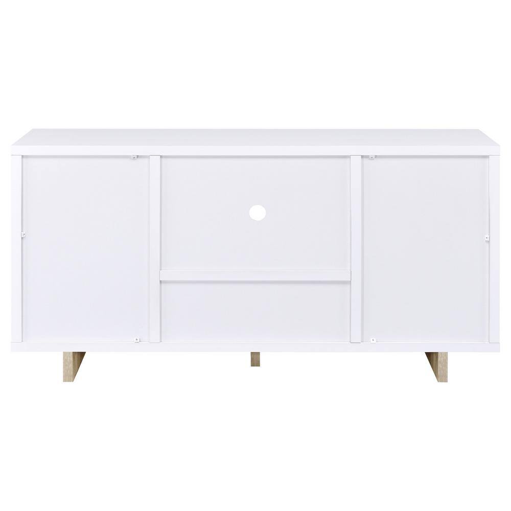 Dalton White and Natural Wood 60" Coastal Credenza