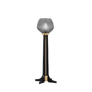 Delgado 22 in. Matte Black & New Age Brass Accent Lamp Smoke Textured Glass Shade