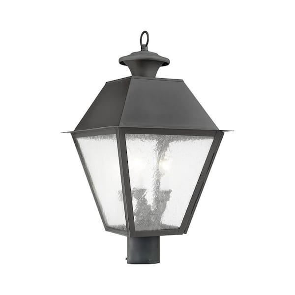 AVIANCE LIGHTING Willowdale 22 in. 3-Light Charcoal Cast Brass Hardwired Outdoor Rust Resistant Post Light with No Bulbs Included