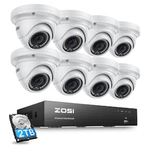 4K 8-Channel POE 2TB NVR Security Camera System with 8-Wired 5MP Outdoor Cameras, Motion Detection, 24/7 Recording