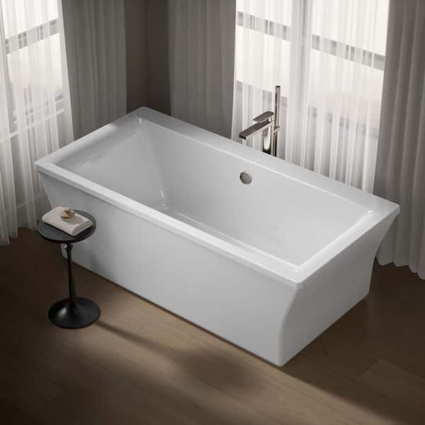 36ナチュラル KOHLER Stargaze 72 in. x 36 in. Soaking Bathtub with Center