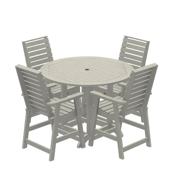 Highwood Glennville Harbor Gray Counter Height Plastic Outdoor Dining Set in Harbor Gray Set of 4