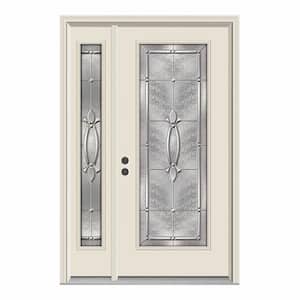 50 in. x 80 in. Full Lite Blakely Primed Steel Prehung Right-Hand Inswing Front Door with Left-Hand Sidelite