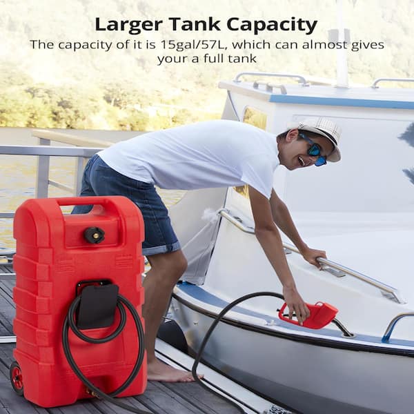 15 Gal. Red Fuel Tank Container with Manual Transfer Nozzle, Extra