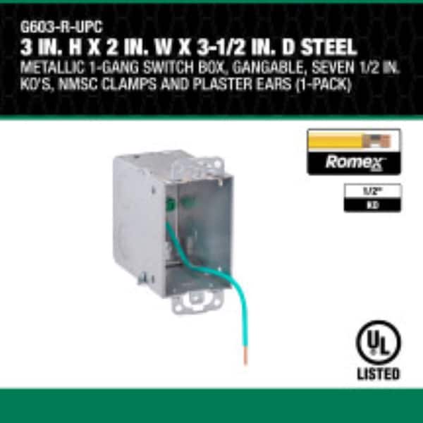 Southwire 3 in. H x 2 in. W x 3-1/2 in. D Steel Metallic 1