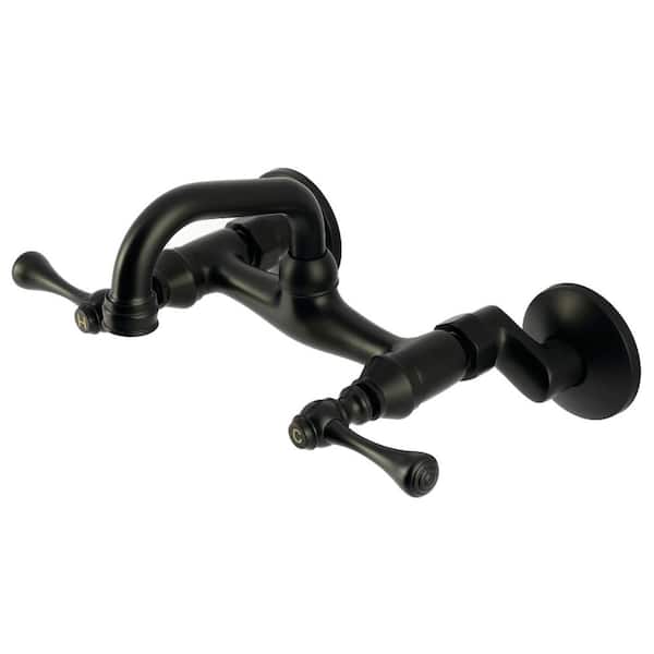Kingston 2-Handle Wall Mount Bar Prep Faucet in Matte Black
