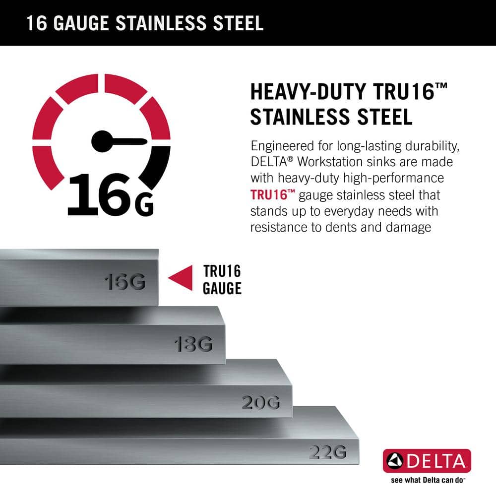 Delta 45" Stainless Steel Workstation Kitchen Sink with Accessories