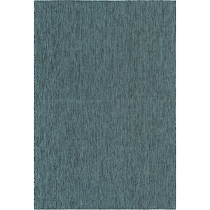 Outdoor Solid Teal 6' 0 x 9' 0 Area Rug
