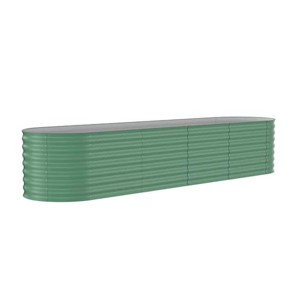 94.6 in. x 23.6 in. x 23.6 in. Outdoor Oval Galvanized Raised Garden Bed in Green