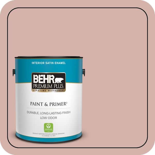 BEHR PREMIUM PLUS 1 gal. #S170-3 Castilian Pink Satin Enamel Low Odor Interior Paint & Primer