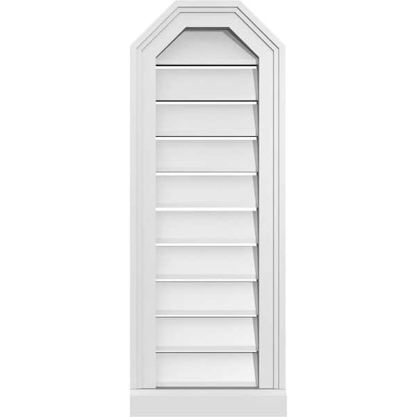 Ekena Millwork 12" x 32" Octagonal Top Surface Mount PVC Gable Vent: Functional with Brickmould Sill Frame