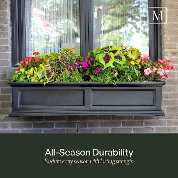Mayne Fairfield 36 in. x 11 in. Self-Watering Graphite Grey