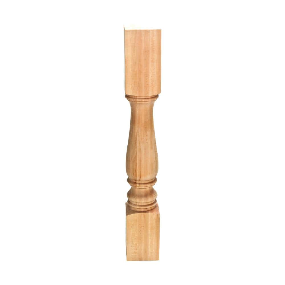 Unfinished Solid Rubberwood Full Round Kitchen Island Leg