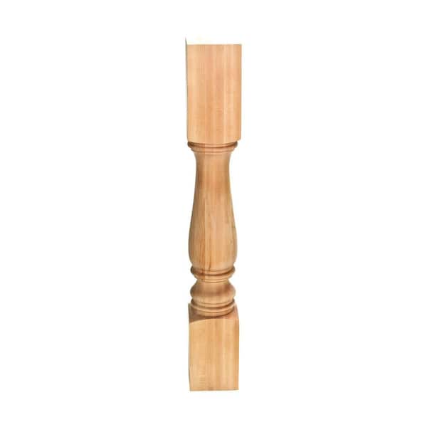 American Pro Decor 35-1/4 in. x 5 in. Unfinished Solid Hardwood Plain Full Round Kitchen Island Leg