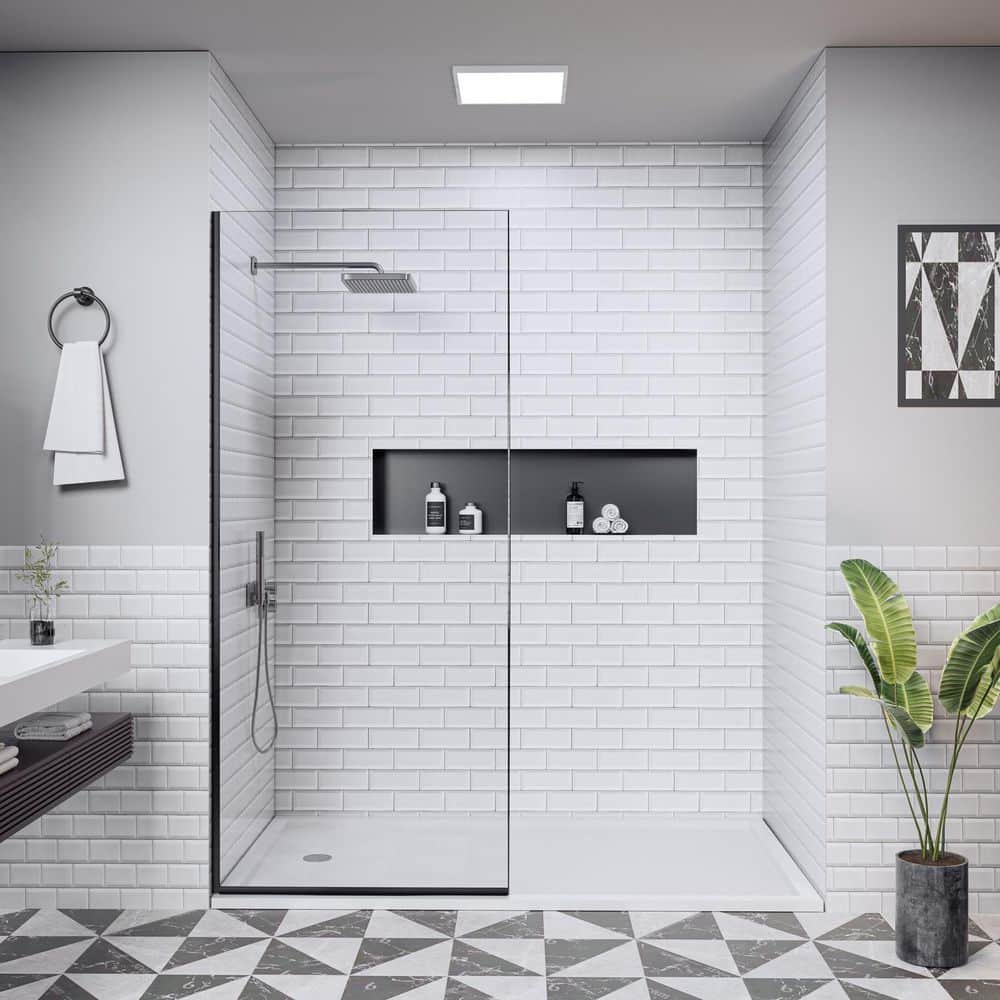 36 in. W x 74 in. H Semi-Frameless Fixed Glass Shower Door in Brushed Gold with Nano-Coated Clear Tempered Glass price history on PriceWatchPro
