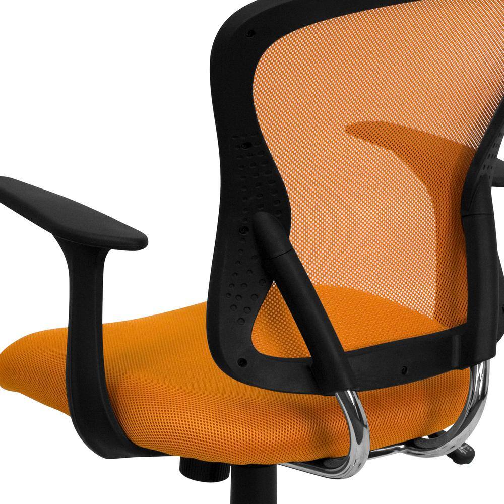 Mid-Back Orange Mesh Swivel Task Chair with Chrome Base